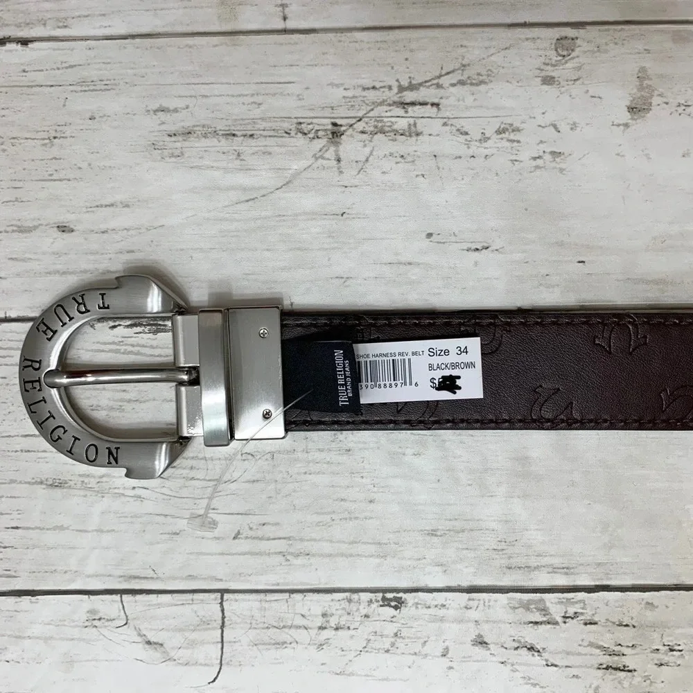 True Religion Horseshoe Harness Reversible Belt Black/Brown